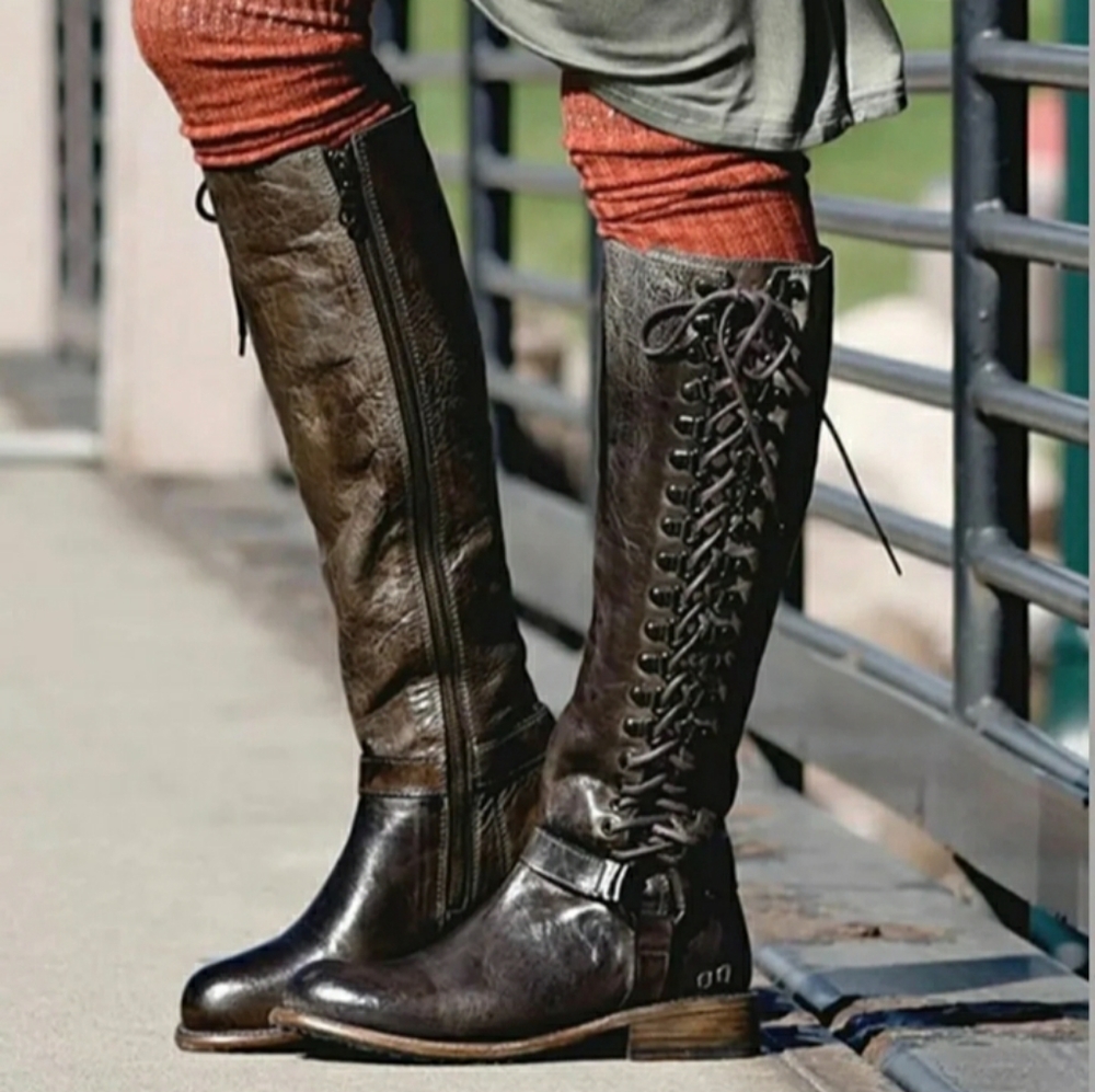 Bed Stu Burnley cobble leather boots taupe dip dye